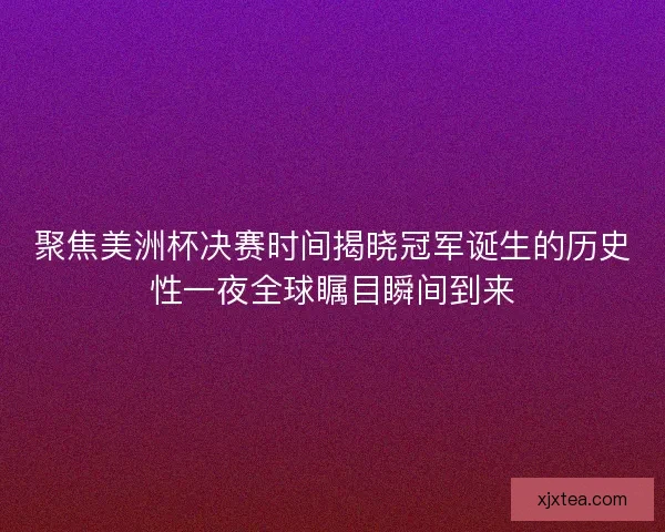 聚焦美洲杯决赛时间揭晓冠军诞生的历史性一夜全球瞩目瞬间到来