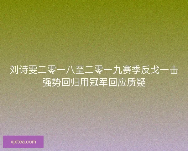 刘诗雯二零一八至二零一九赛季反戈一击强势回归用冠军回应质疑 刘诗雯二零一八至二零一九赛季反戈一击强势回归用冠军回应质疑