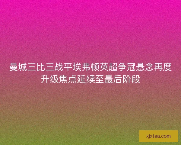 曼城三比三战平埃弗顿英超争冠悬念再度升级焦点延续至最后阶段